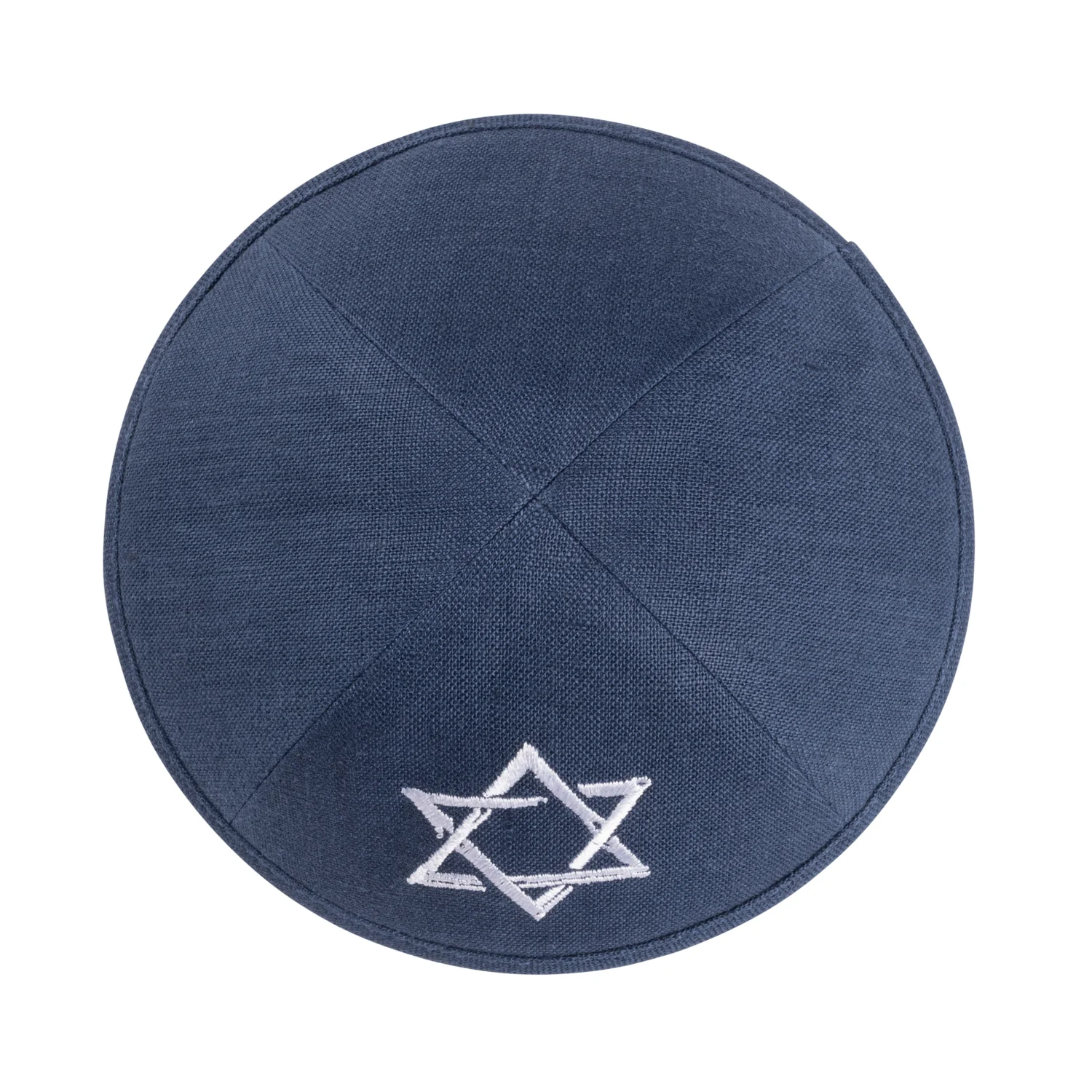 IKIPPAH NAVY LINEN W/ WHITE STAR YARMULKE - Image 2