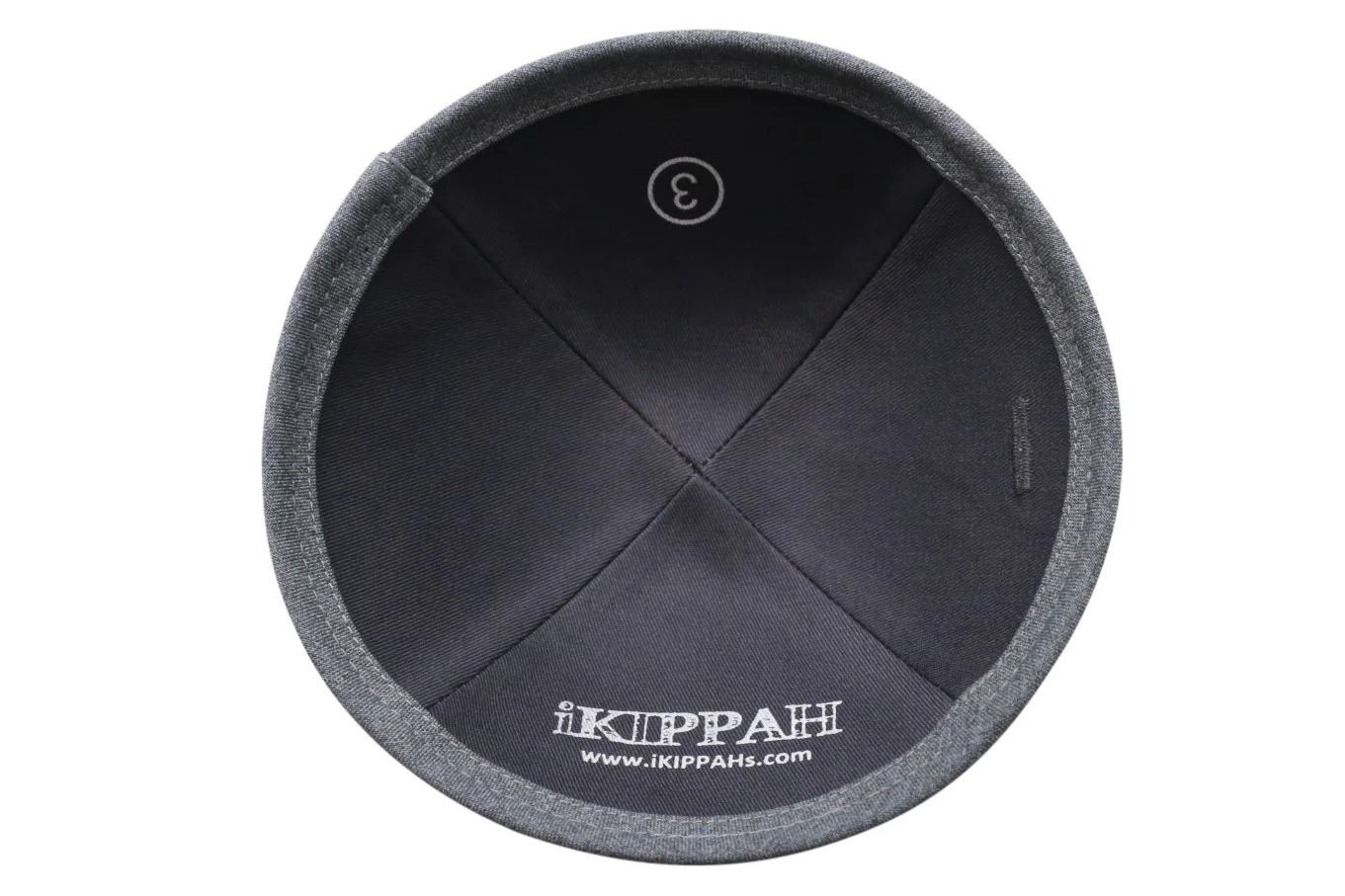 IKIPPAH NAVY SUITING W/ GRAY RIM YARMULKE - Image 3