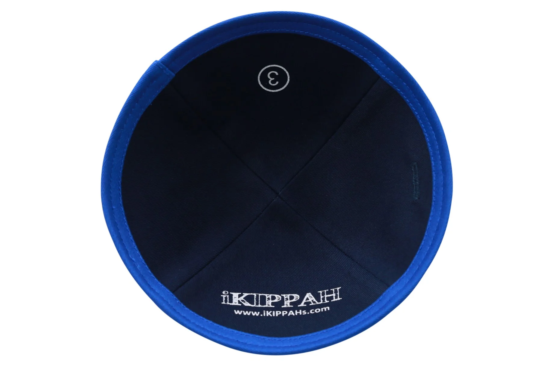 IKIPPAH NAVY VELVET W/ ROYAL BLUE RIM YARMULKE - Image 3