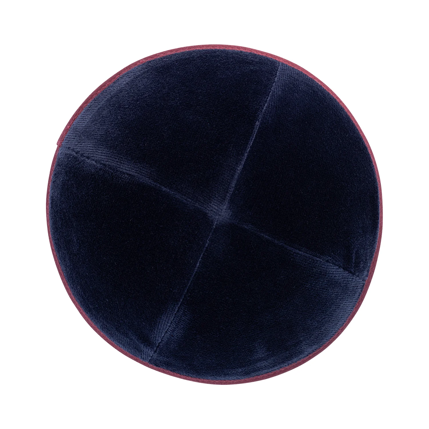 IKIPPAH NAVY VELVET W/ BURGUNDY RIM YARMULKE - Image 2