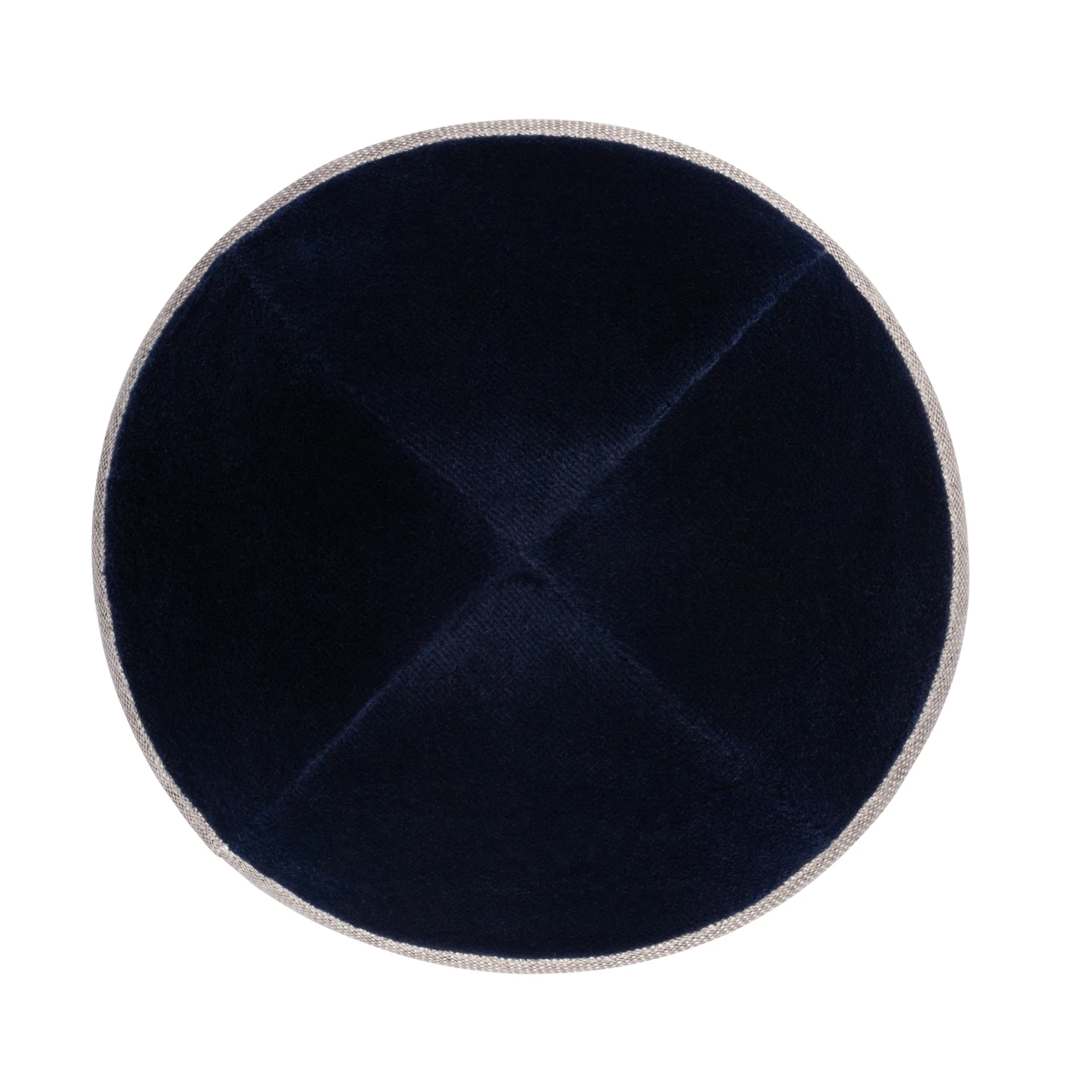 IKIPPAH NAVY VELVET W/ COFFEE RIM YARMULKE - Image 2