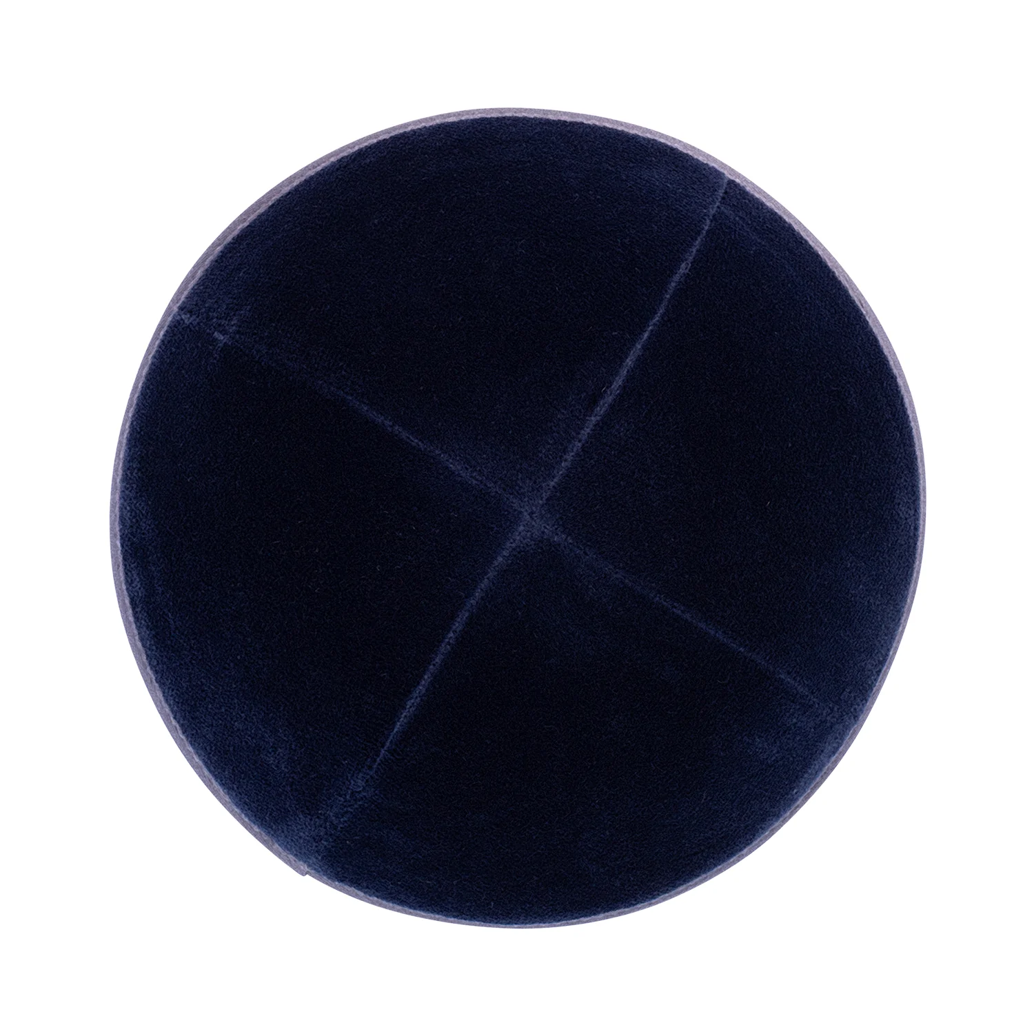 IKIPPAH NAVY VELVET W/ GRAY RIM YARMULKE - Image 2