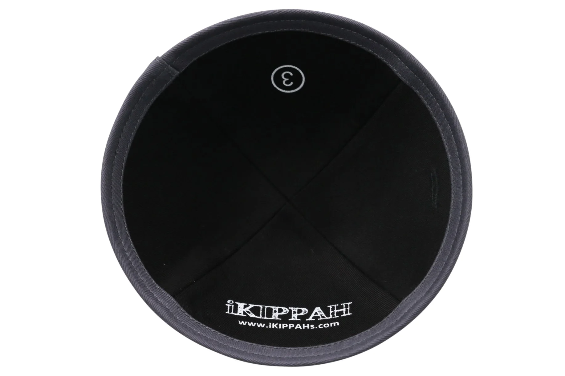 IKIPPAH NAVY VELVET W/ GRAY RIM YARMULKE - Image 3