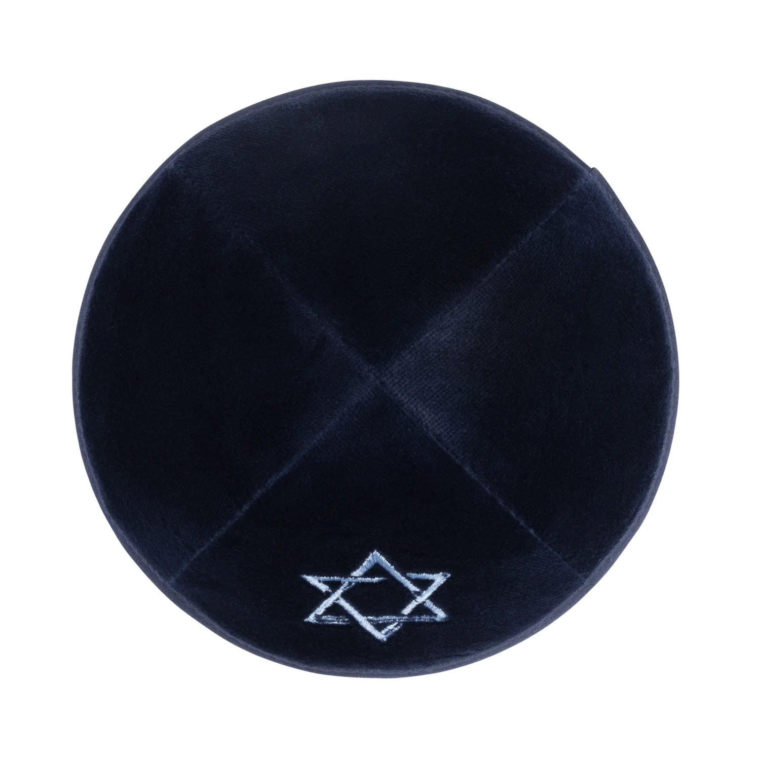 IKIPPAH NAVY VELVET W/ LIGHT BLUE STAR YARMULKE - Image 2