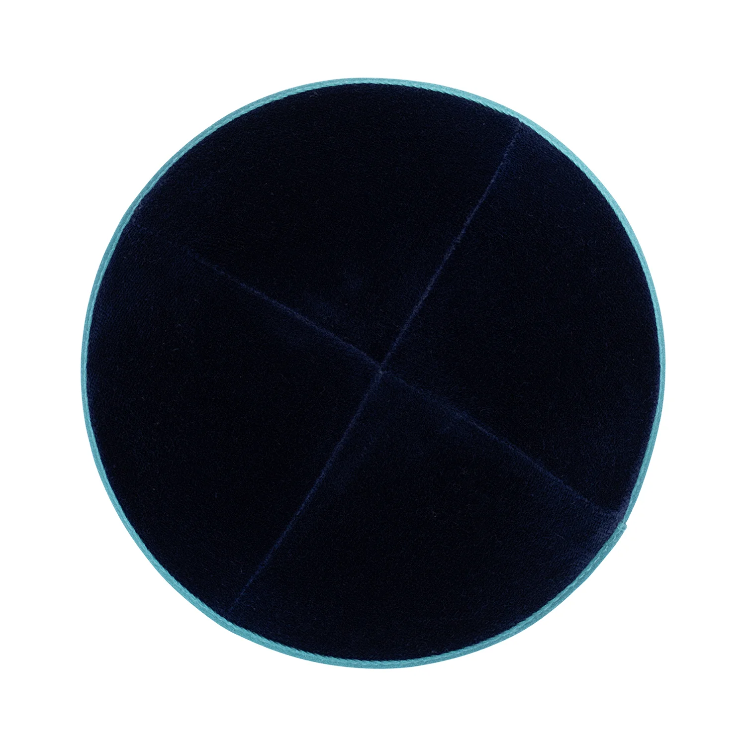 IKIPPAH NAVY VELVET W/ PERSIAN GREEN RIM YARMULKE - Image 2