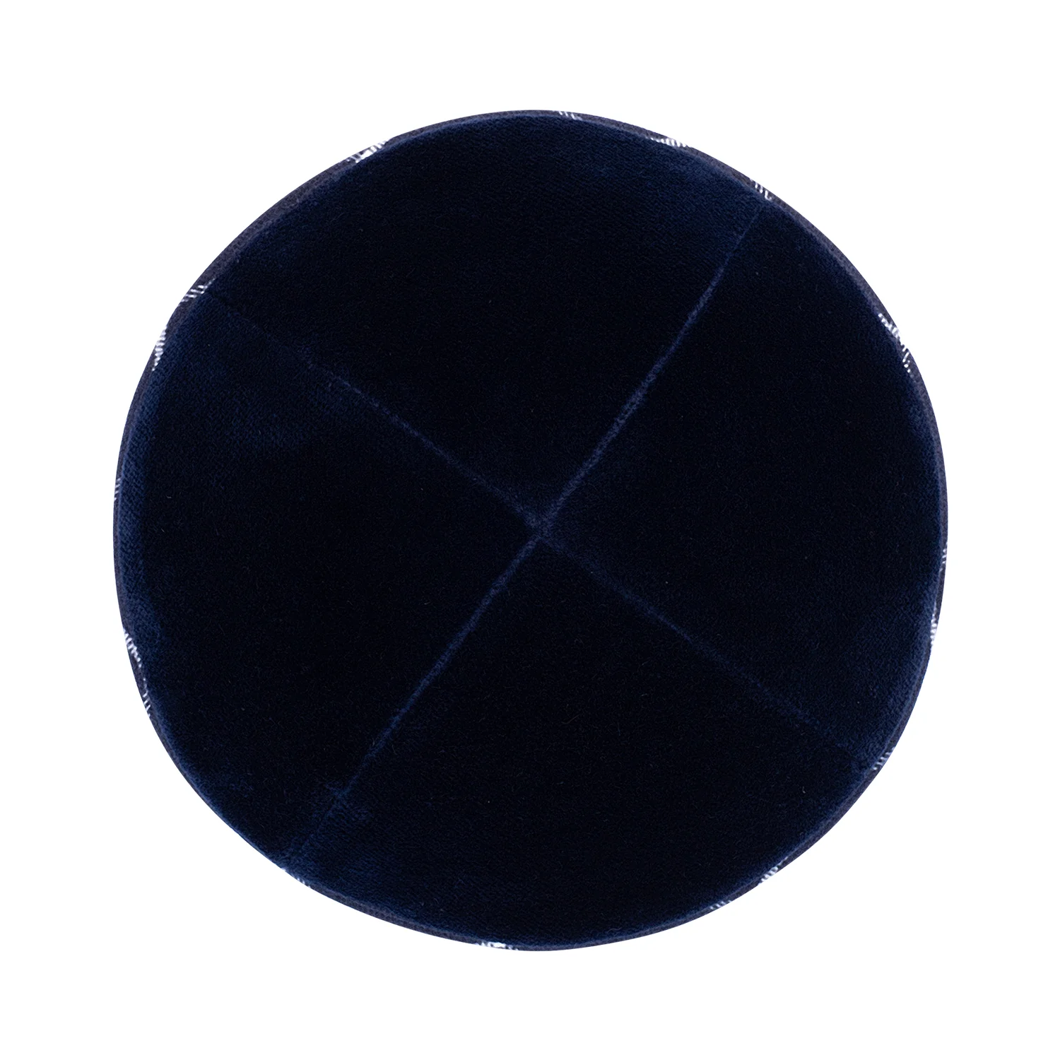 IKIPPAH NAVY VELVET W/ PLAID RIM YARMULKE - Image 2