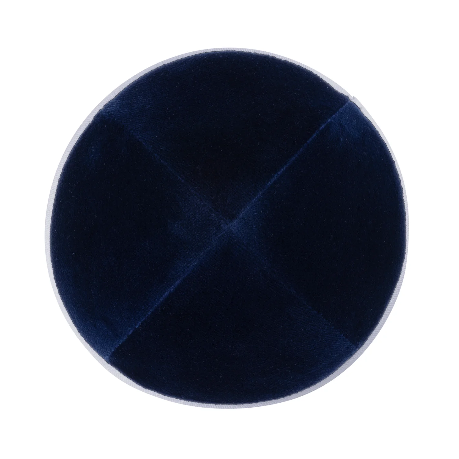 IKIPPAH NAVY VELVET W/ WHITE RIM YARMULKE - Image 2