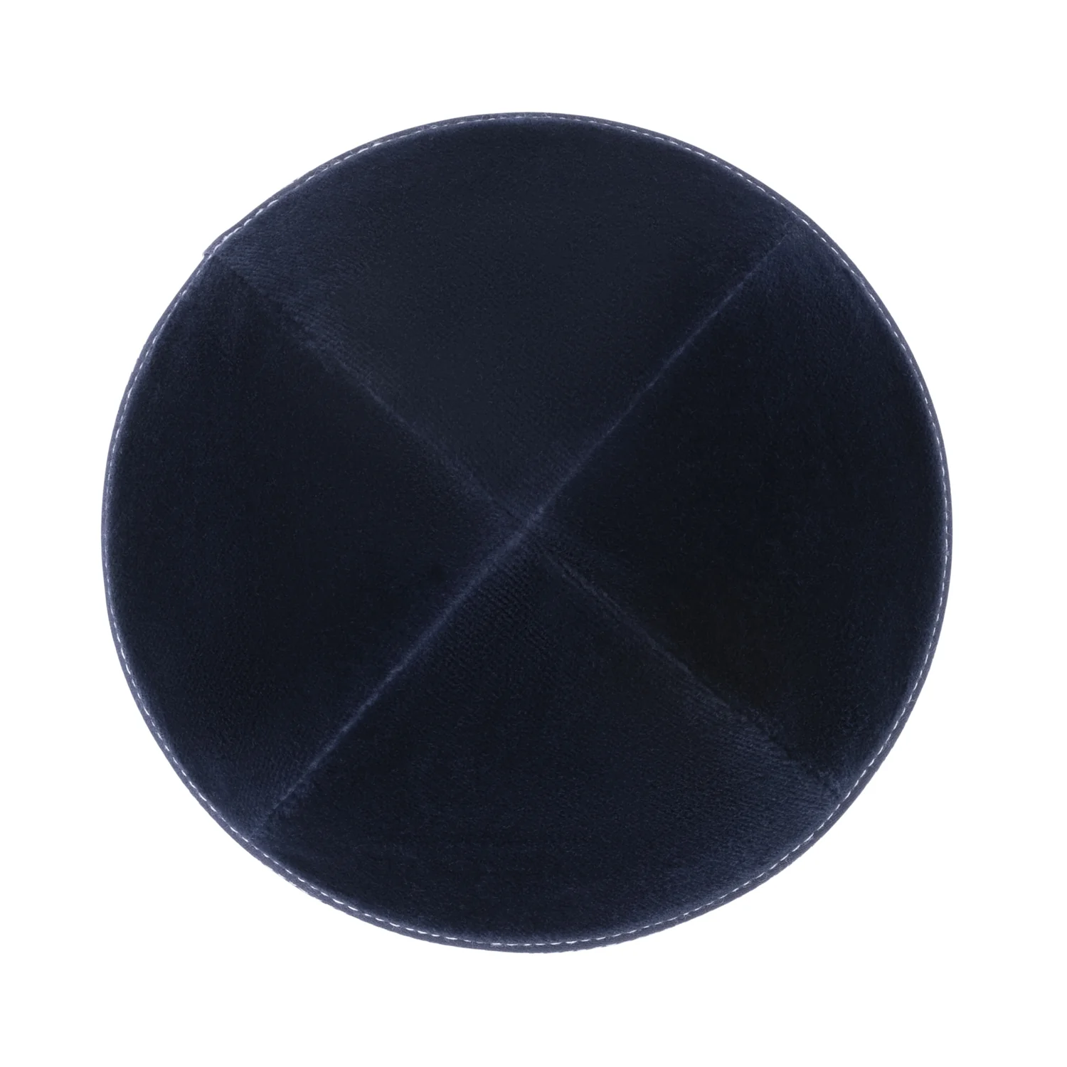 IKIPPAH NAVY VELVET W/ WHITE STITCHING YARMULKE - Image 2