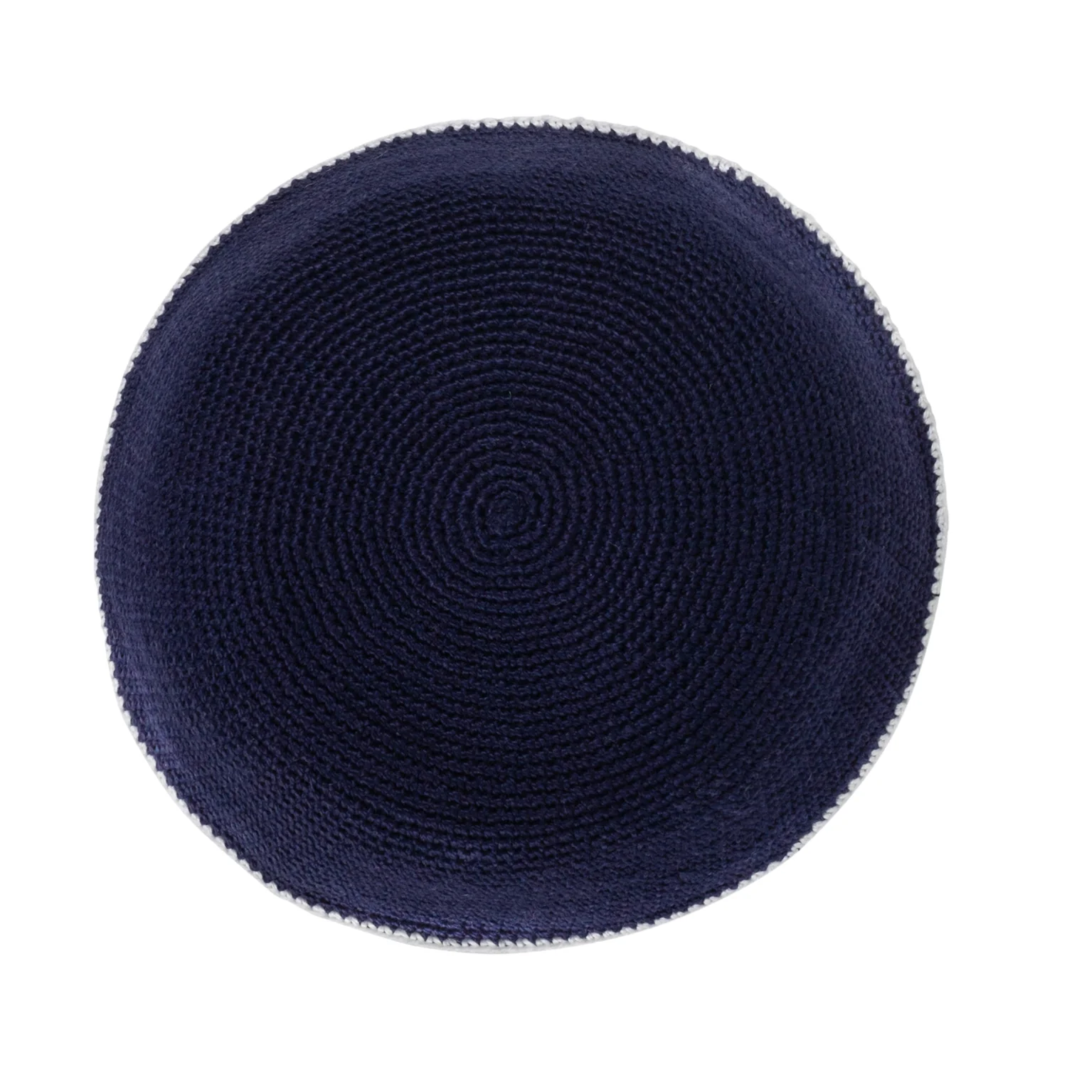 IKIPPAH NAVY W/ WHITE RIM KNIT YARMULKE - Image 2