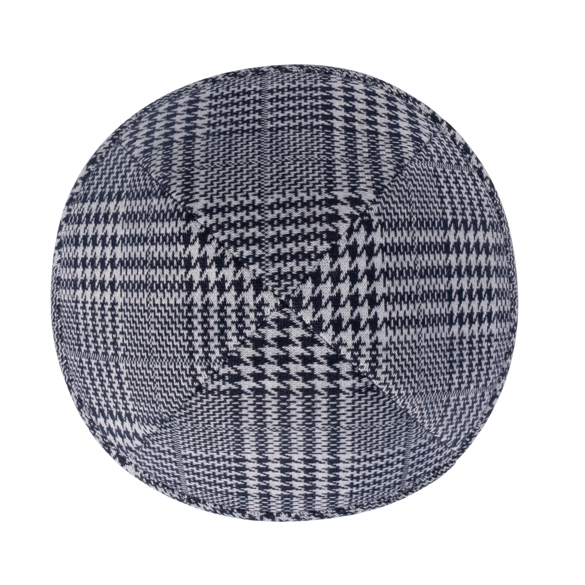 IKIPPAH NAVY & WHITE HOUNDSTOOTH PLAID YARMULKE - Image 2
