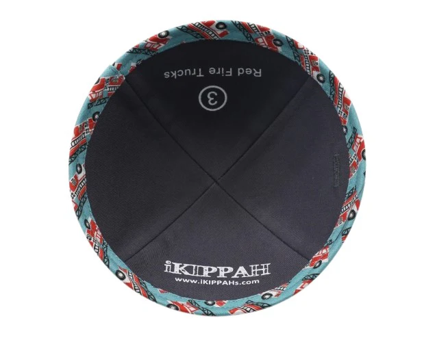 IKIPPAH RED FIRE TRUCKS YARMULKE - Image 3
