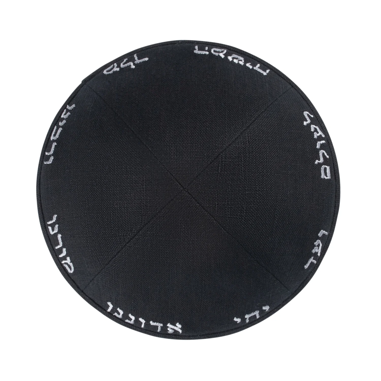 IKIPPAH YECHI 4 PANEL BLACK LINEN YARMULKE - Image 2