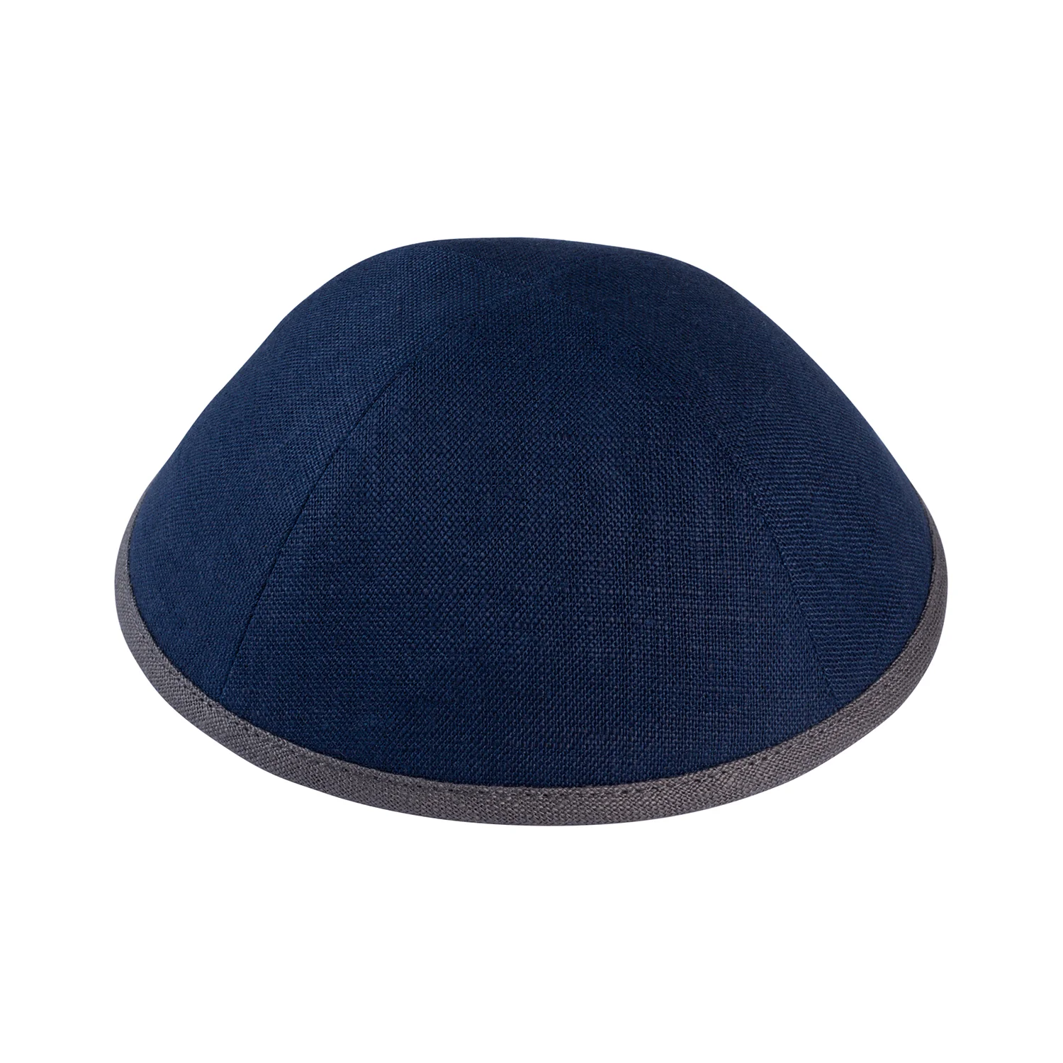 IKIPPAH NAVY LINEN W/ COLORED RIMS YARMULKE - Image 4