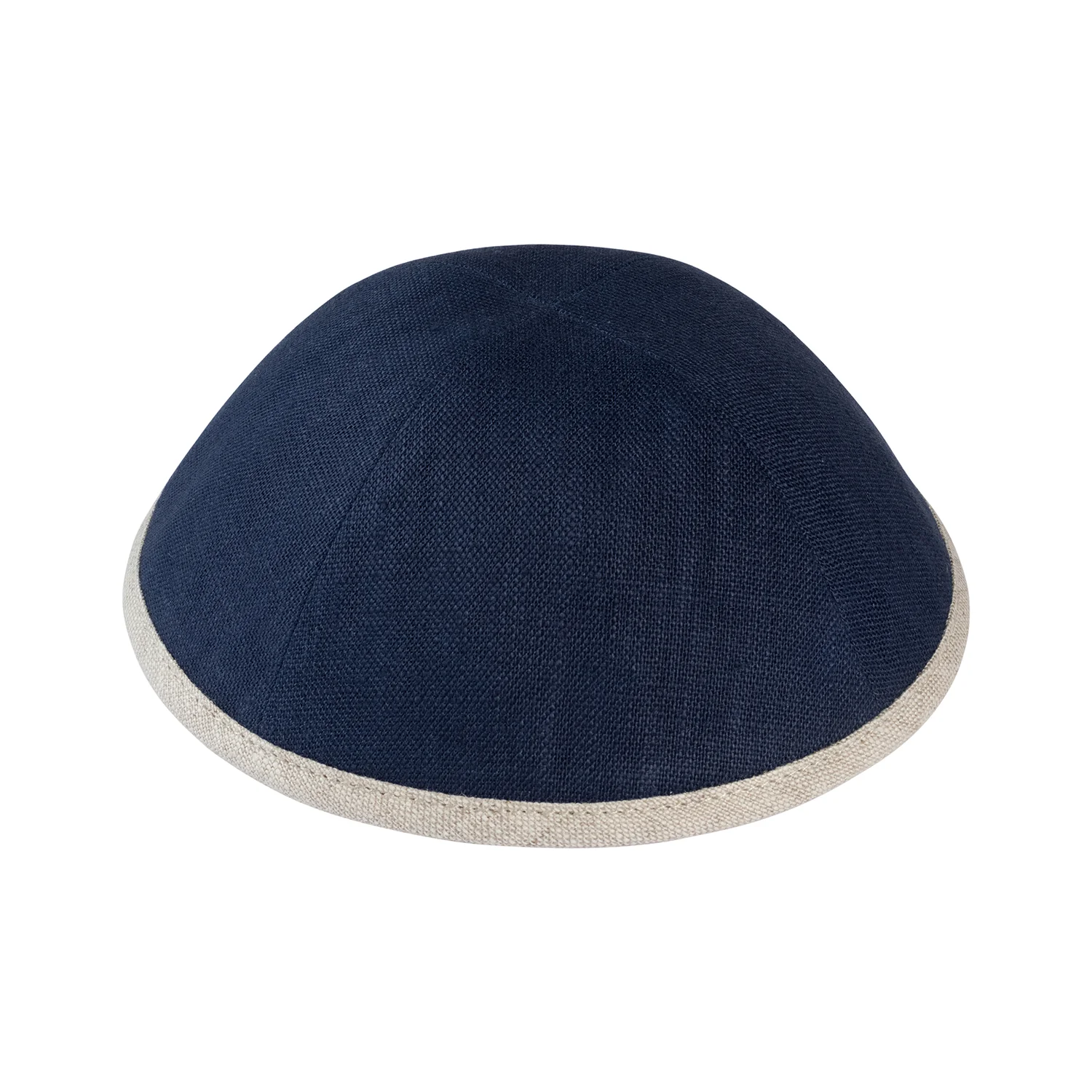 IKIPPAH NAVY LINEN W/ COLORED RIMS YARMULKE - Image 7