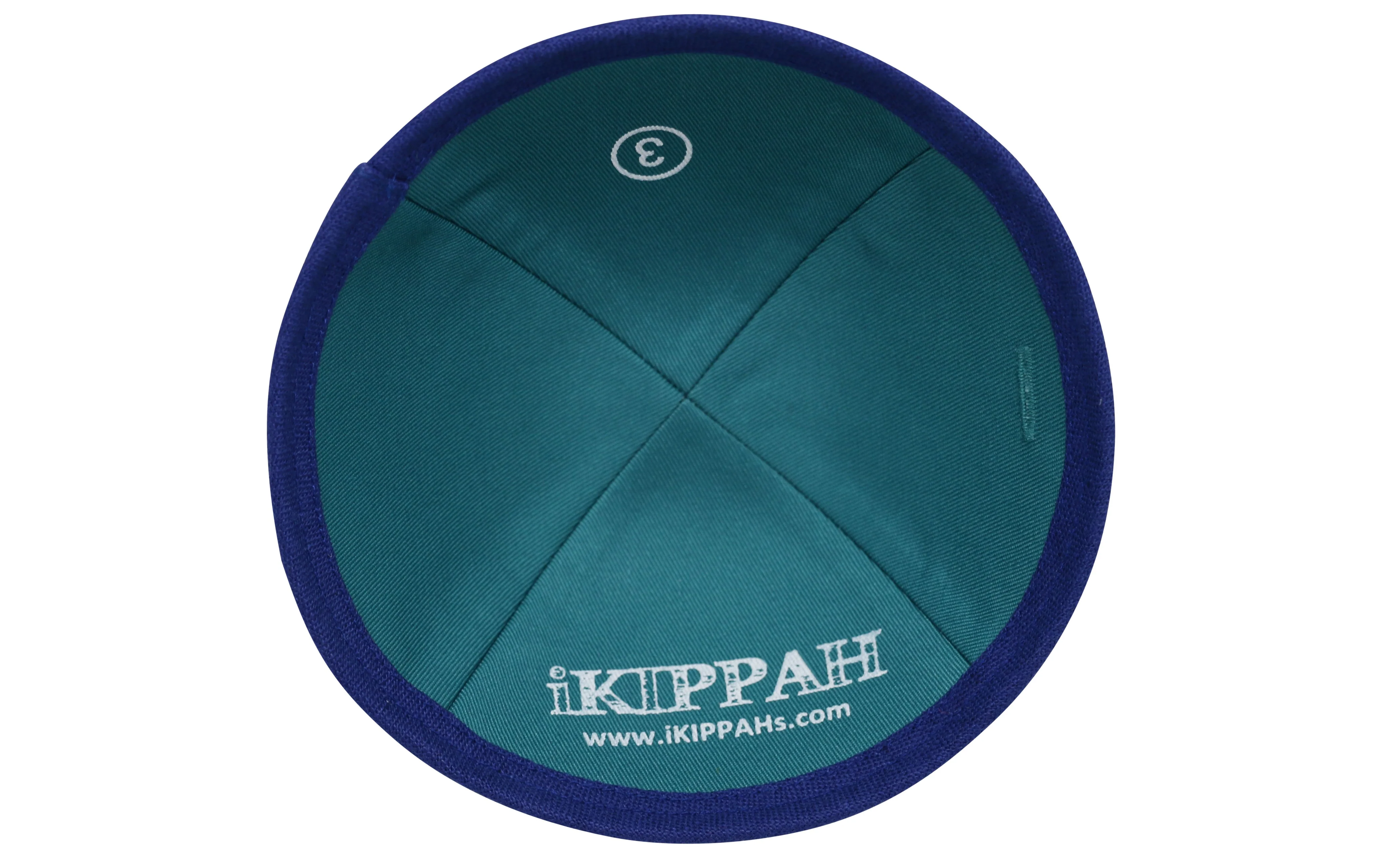 IKIPPAH DARK ROYAL BLUE LINEN YARMULKE - Image 3